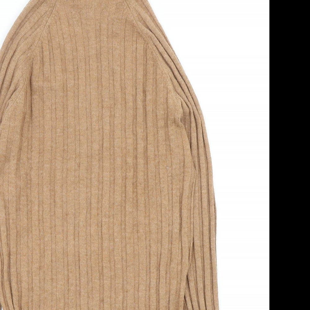 Mango Womens Brown Mock Neck Polyester Pullover Jumper Size S