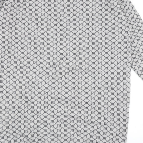 River Island Womens Grey V-Neck Geometric Viscose Cardigan Jumper Size L