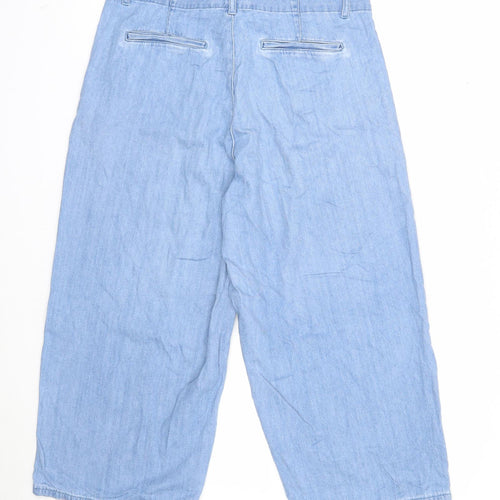 New Look Womens Blue Cotton Cropped Jeans Size 12 Regular Zip