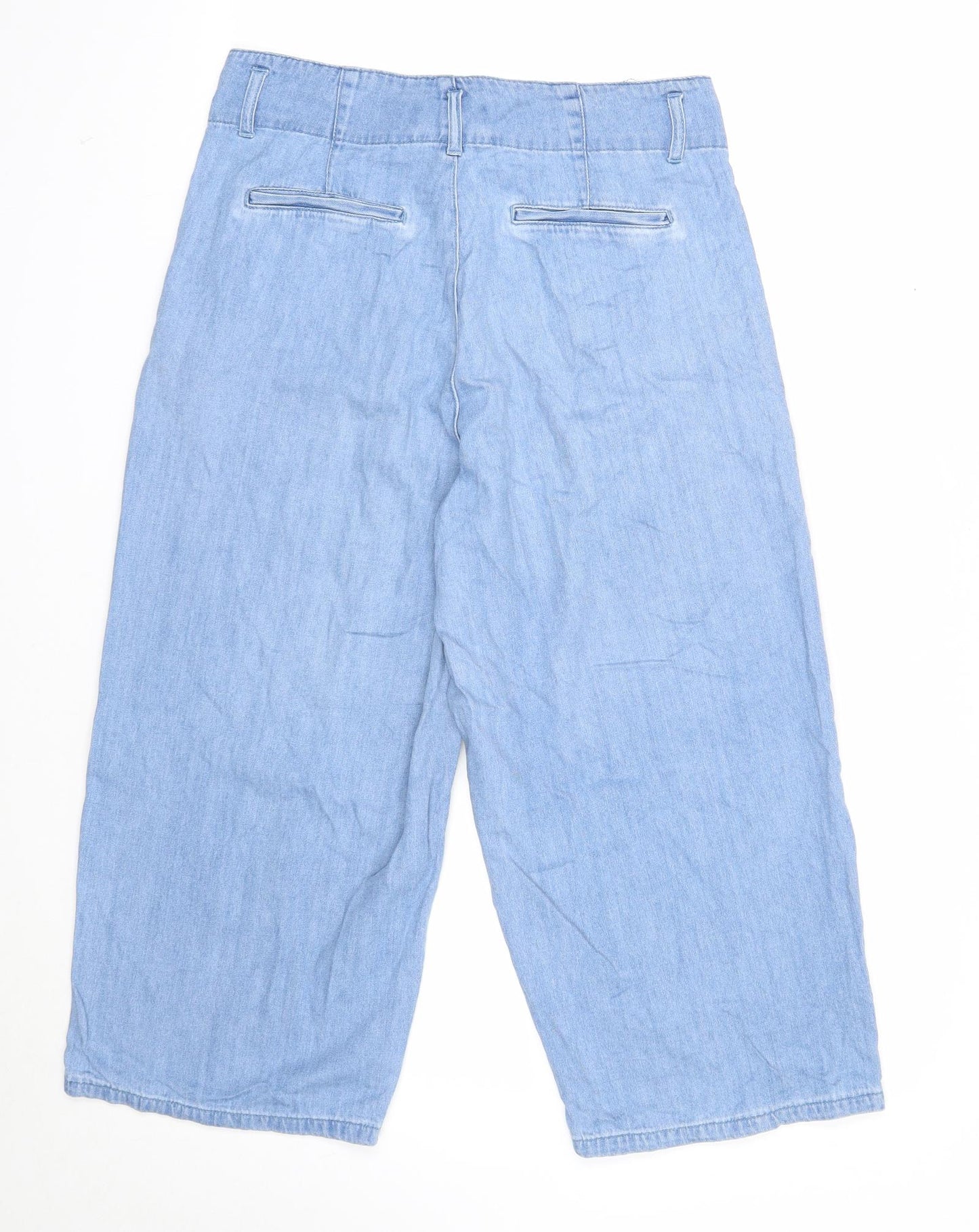 New Look Womens Blue Cotton Cropped Jeans Size 12 Regular Zip