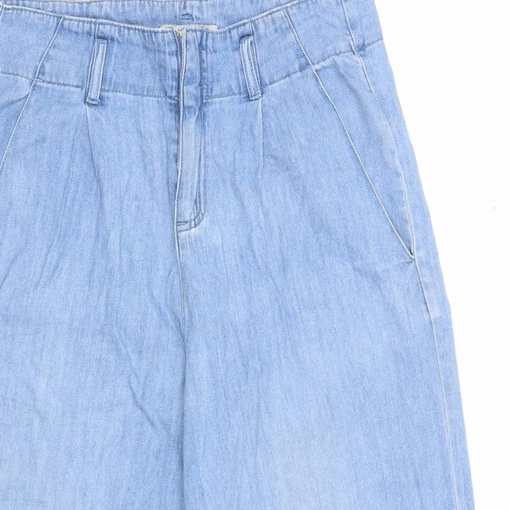 New Look Womens Blue Cotton Cropped Jeans Size 12 Regular Zip