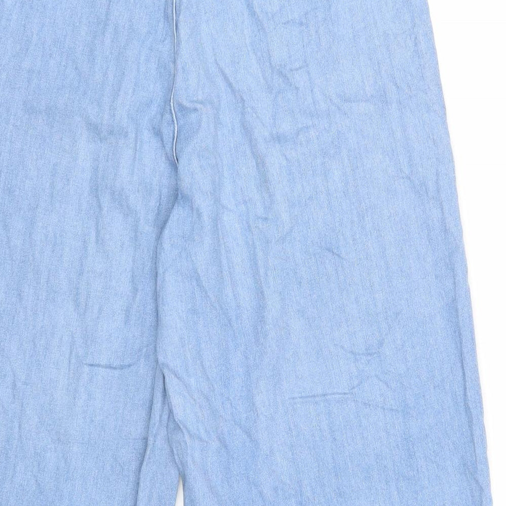 New Look Womens Blue Cotton Cropped Jeans Size 12 Regular Zip