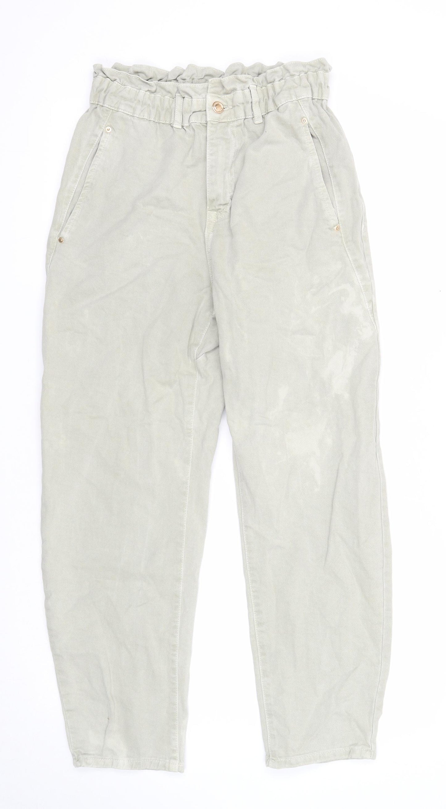 Zara Womens Grey Cotton Straight Jeans Size 10 Regular Zip