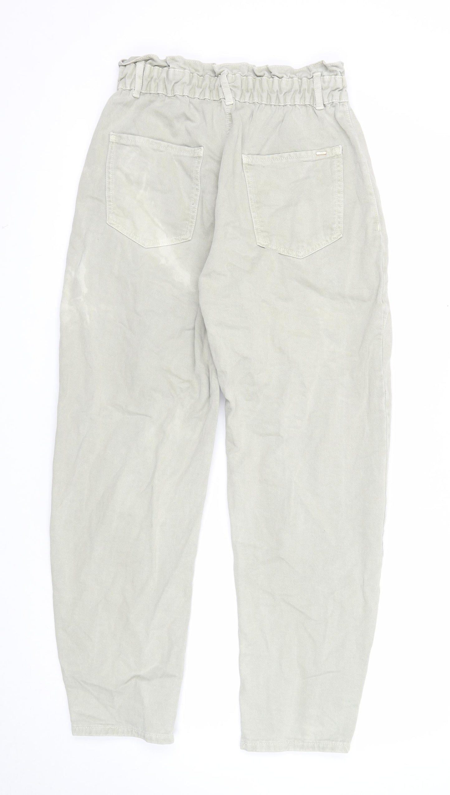 Zara Womens Grey Cotton Straight Jeans Size 10 Regular Zip