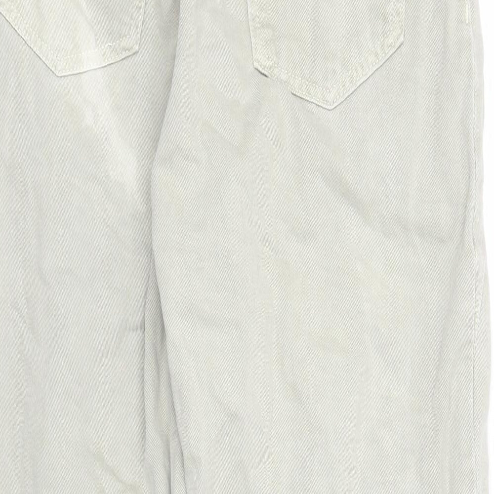 Zara Womens Grey Cotton Straight Jeans Size 10 Regular Zip