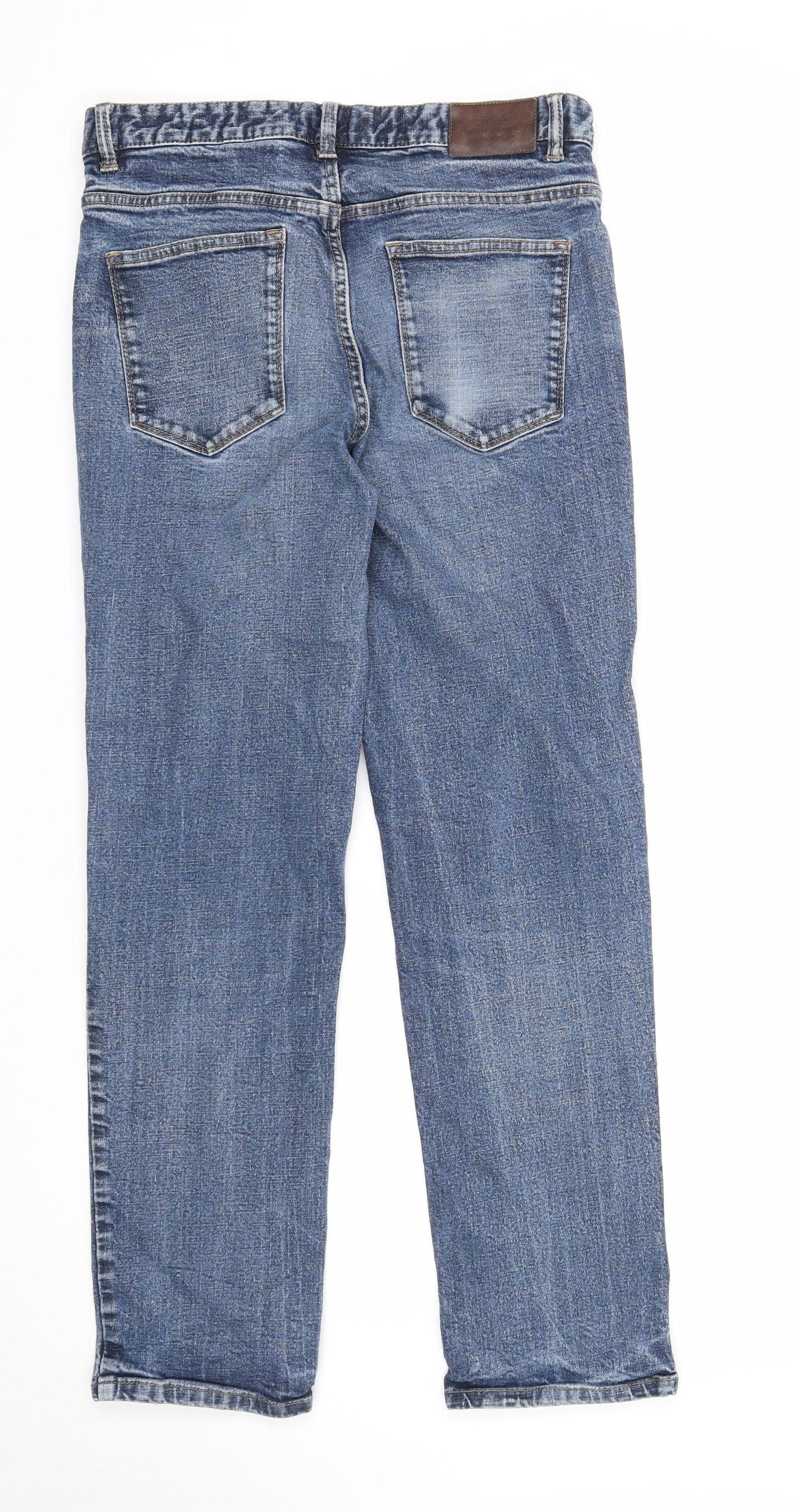 TU Mens Blue Cotton Straight Jeans Size 32 in L30 in Regular Zip
