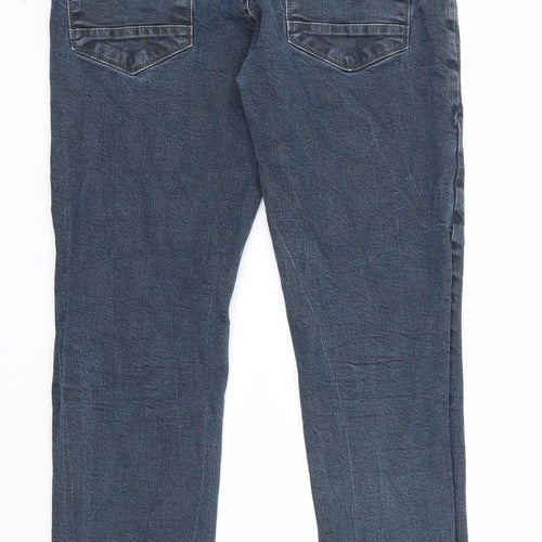 F&F Mens Blue Cotton Straight Jeans Size 36 in L32 in Regular Zip