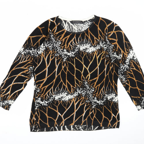 Just Elegance Womens Black Round Neck Geometric Acrylic Pullover Jumper Size M
