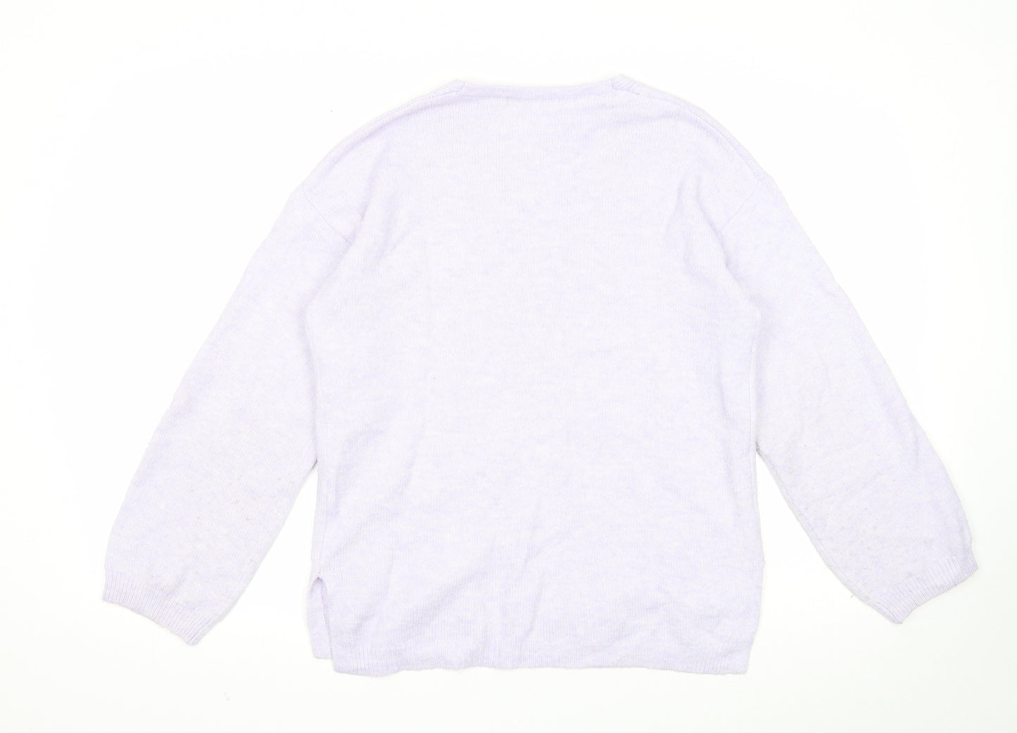 Marks and Spencer Womens Purple V-Neck Acrylic Pullover Jumper Size S