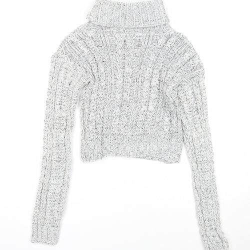 Q10 Collection Womens White Roll Neck Acrylic Pullover Jumper Size M