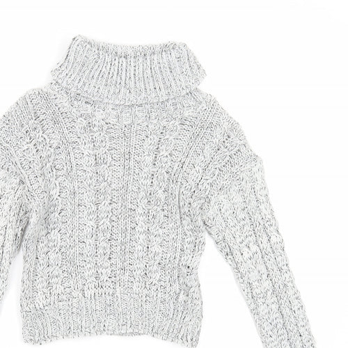 Q10 Collection Womens White Roll Neck Acrylic Pullover Jumper Size M