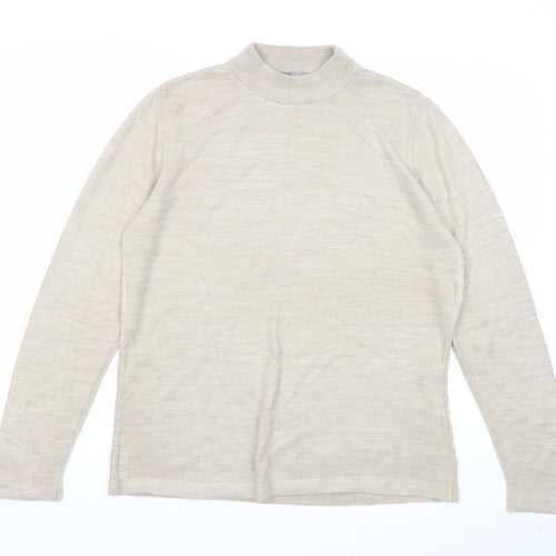Towles Edgar Jacobs Womens Beige Mock Neck Acrylic Pullover Jumper Size 16