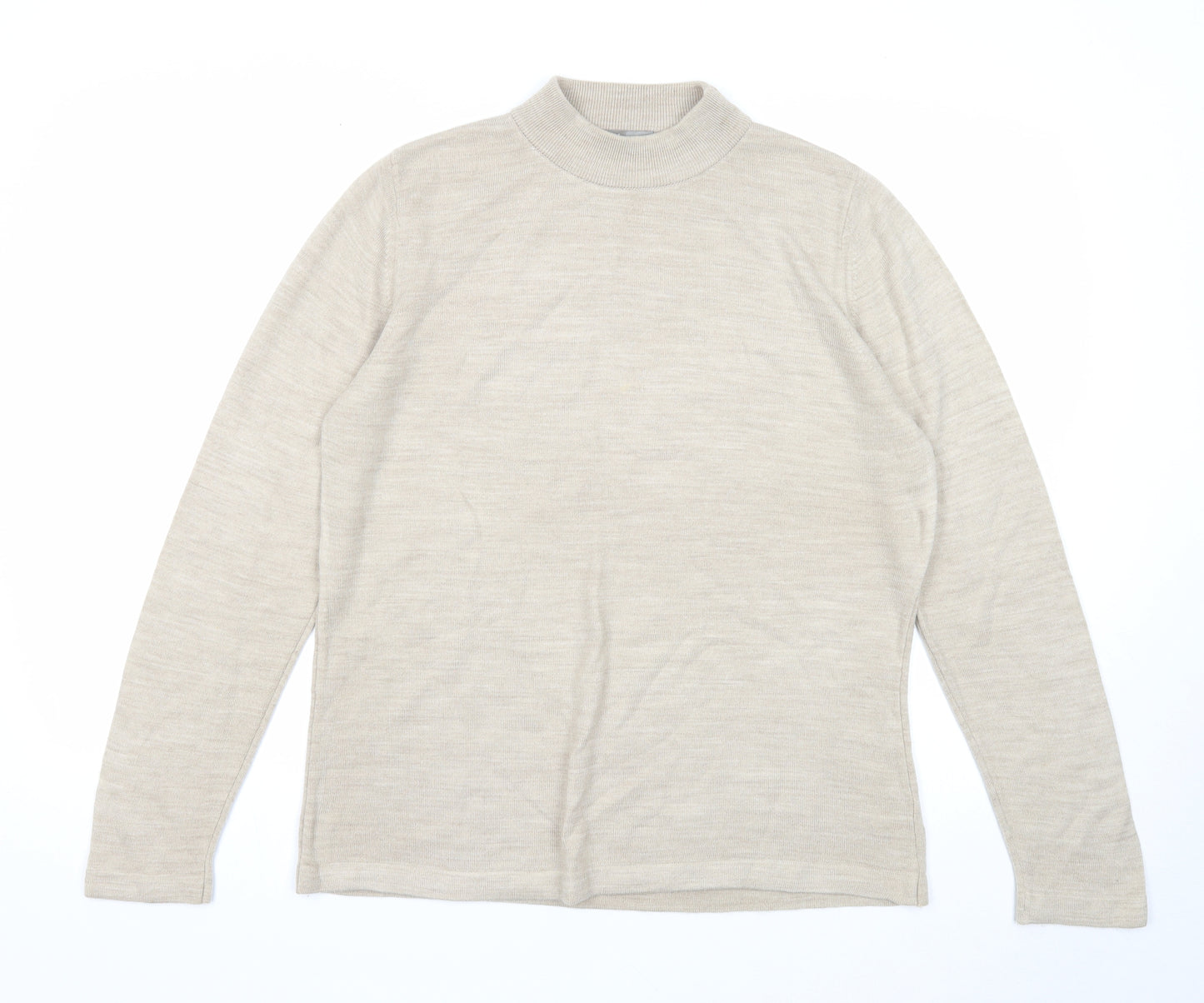 Towles Edgar Jacobs Womens Beige Mock Neck Acrylic Pullover Jumper Size 16