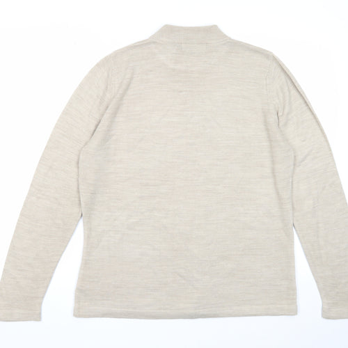 Towles Edgar Jacobs Womens Beige Mock Neck Acrylic Pullover Jumper Size 16