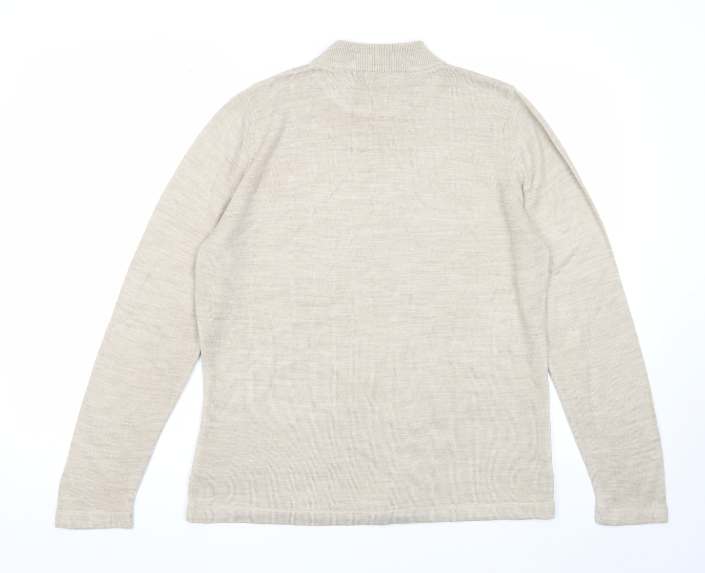 Towles Edgar Jacobs Womens Beige Mock Neck Acrylic Pullover Jumper Size 16