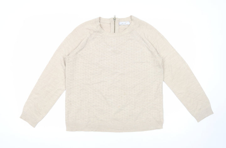 Marks and Spencer Womens Beige Roll Neck Acrylic Pullover Jumper Size 12