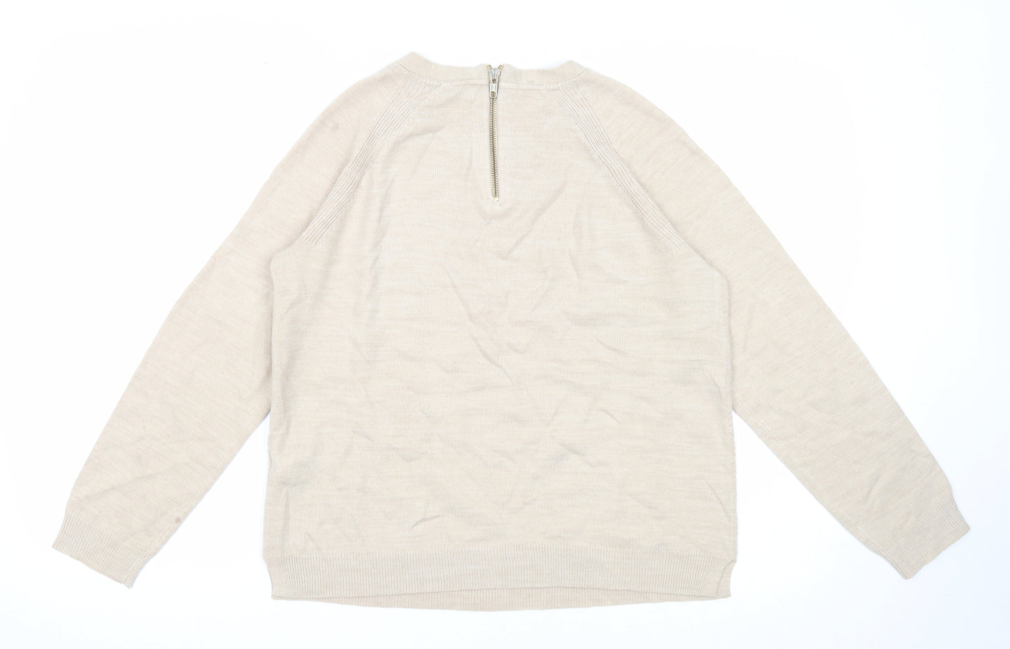 Marks and Spencer Womens Beige Roll Neck Acrylic Pullover Jumper Size 12