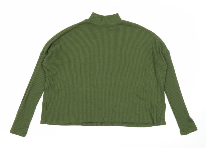Divided Womens Green Mock Neck Polyester Pullover Jumper Size XS