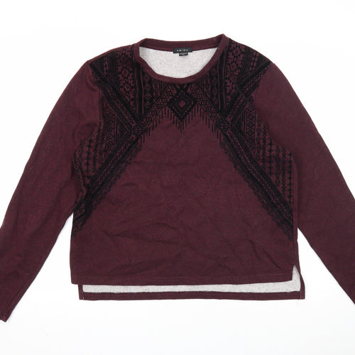 Amisu Womens Purple Round Neck Cotton Pullover Jumper Size XL