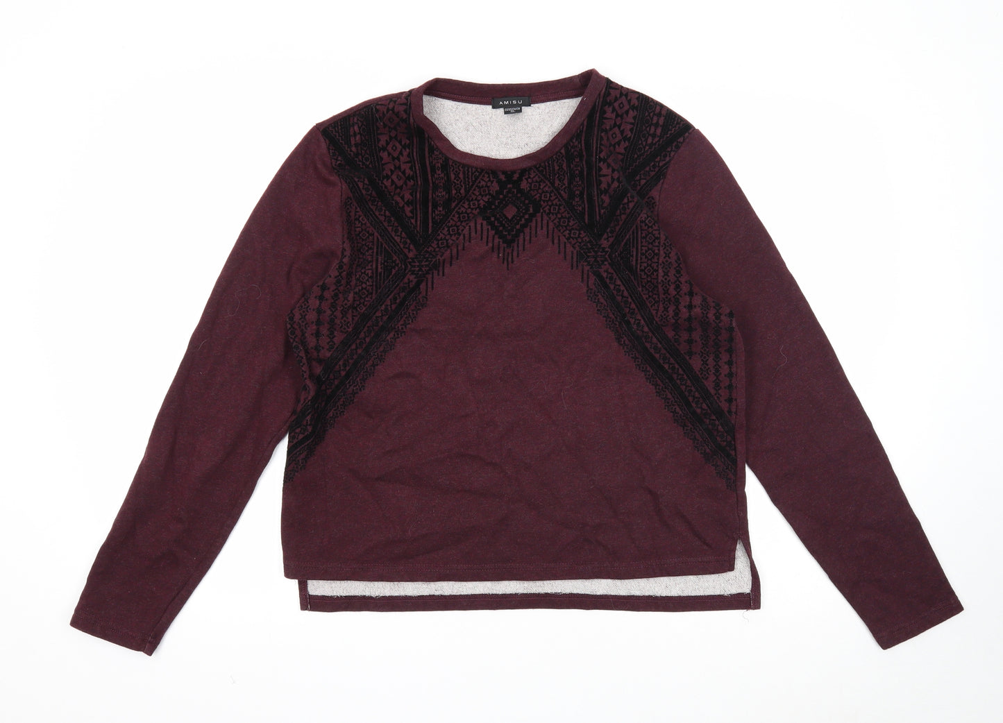 Amisu Womens Purple Round Neck Cotton Pullover Jumper Size XL