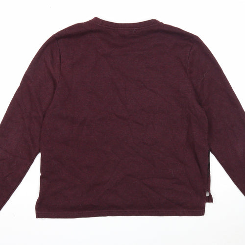 Amisu Womens Purple Round Neck Cotton Pullover Jumper Size XL