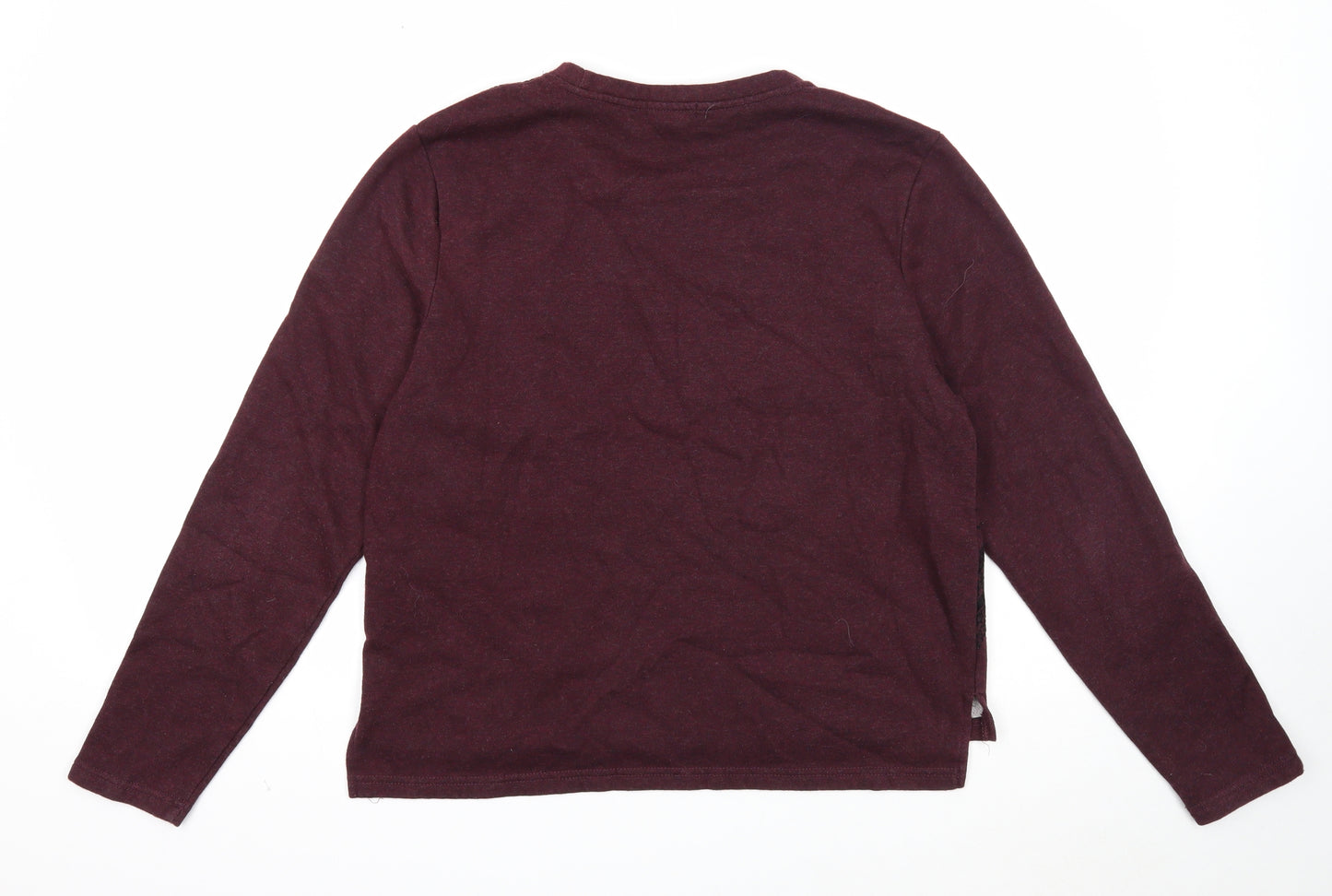 Amisu Womens Purple Round Neck Cotton Pullover Jumper Size XL