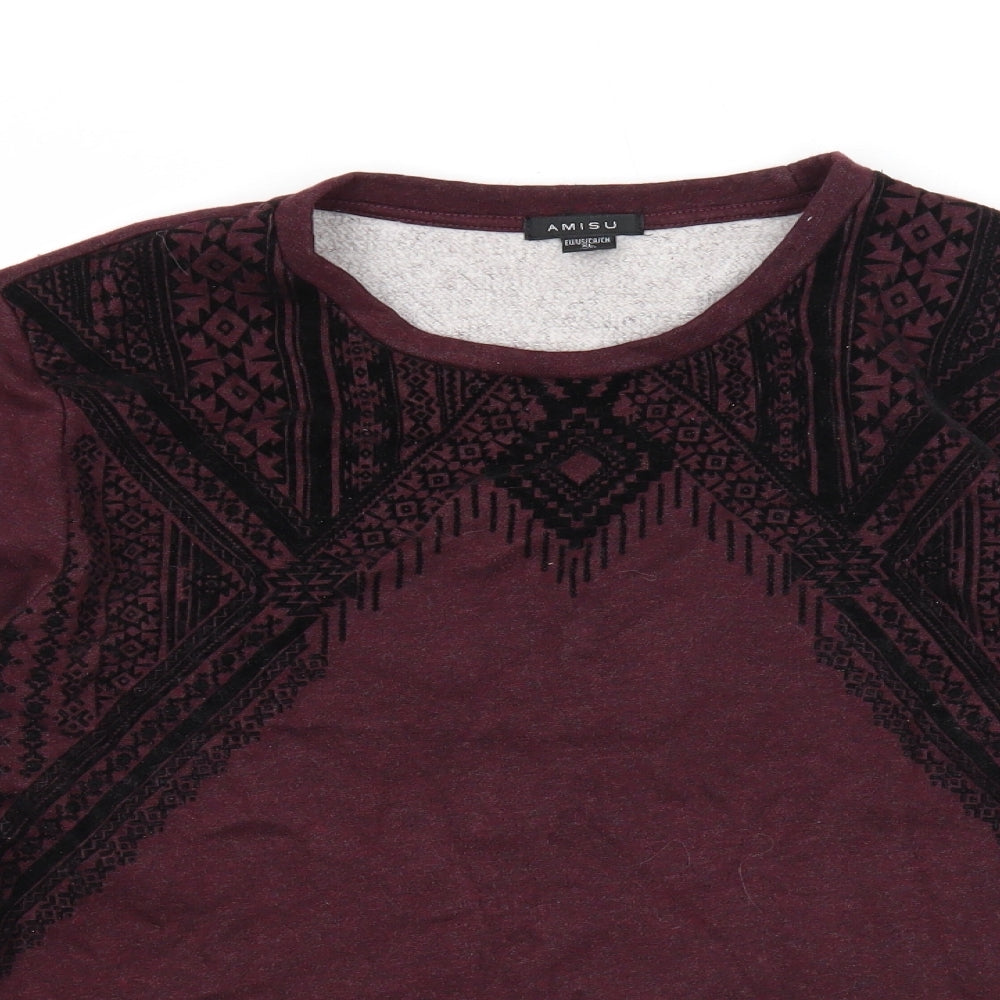 Amisu Womens Purple Round Neck Cotton Pullover Jumper Size XL