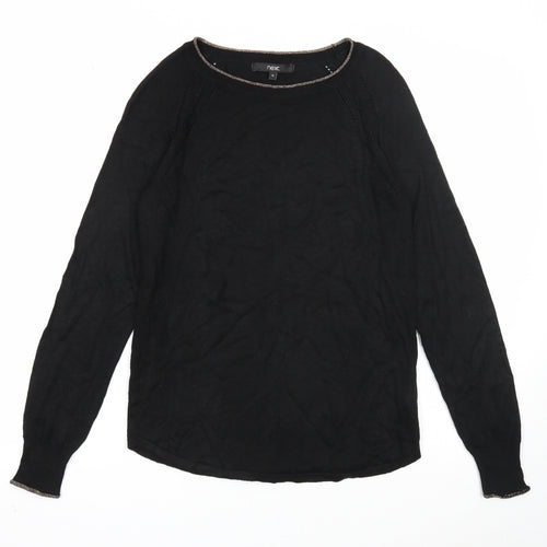 NEXT Womens Black Round Neck Viscose Pullover Jumper Size 10