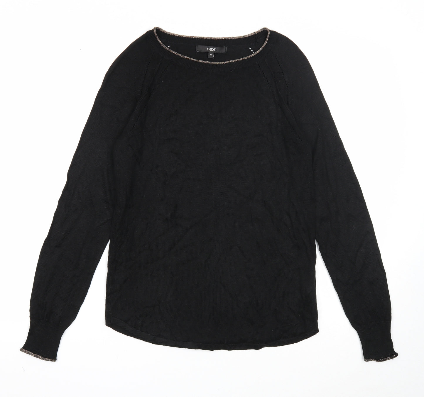 NEXT Womens Black Round Neck Viscose Pullover Jumper Size 10