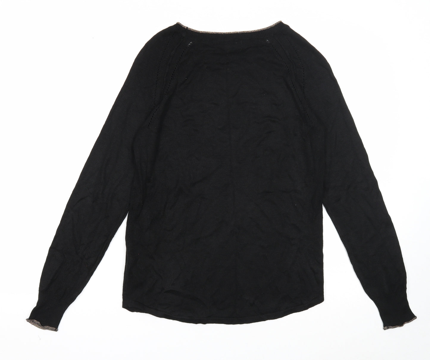NEXT Womens Black Round Neck Viscose Pullover Jumper Size 10
