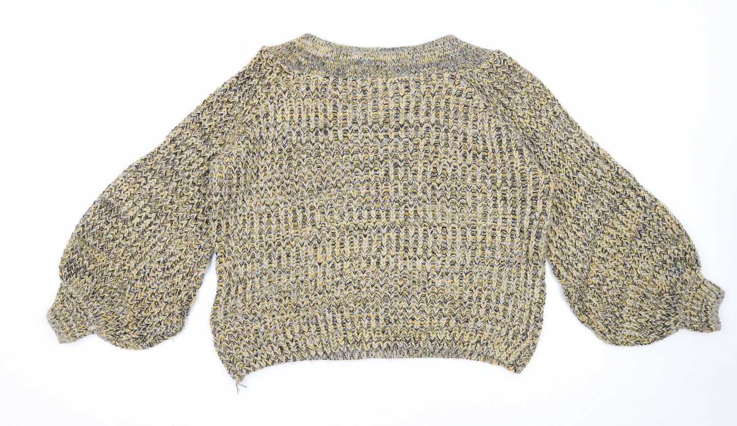 New Look Womens Yellow Round Neck Acrylic Pullover Jumper Size M