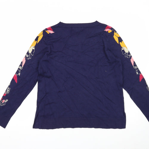 NEXT Womens Black Round Neck Viscose Pullover Jumper Size 12 - Floral