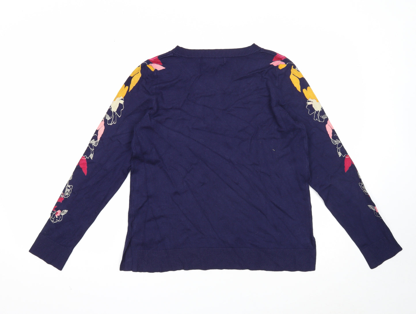 NEXT Womens Black Round Neck Viscose Pullover Jumper Size 12 - Floral
