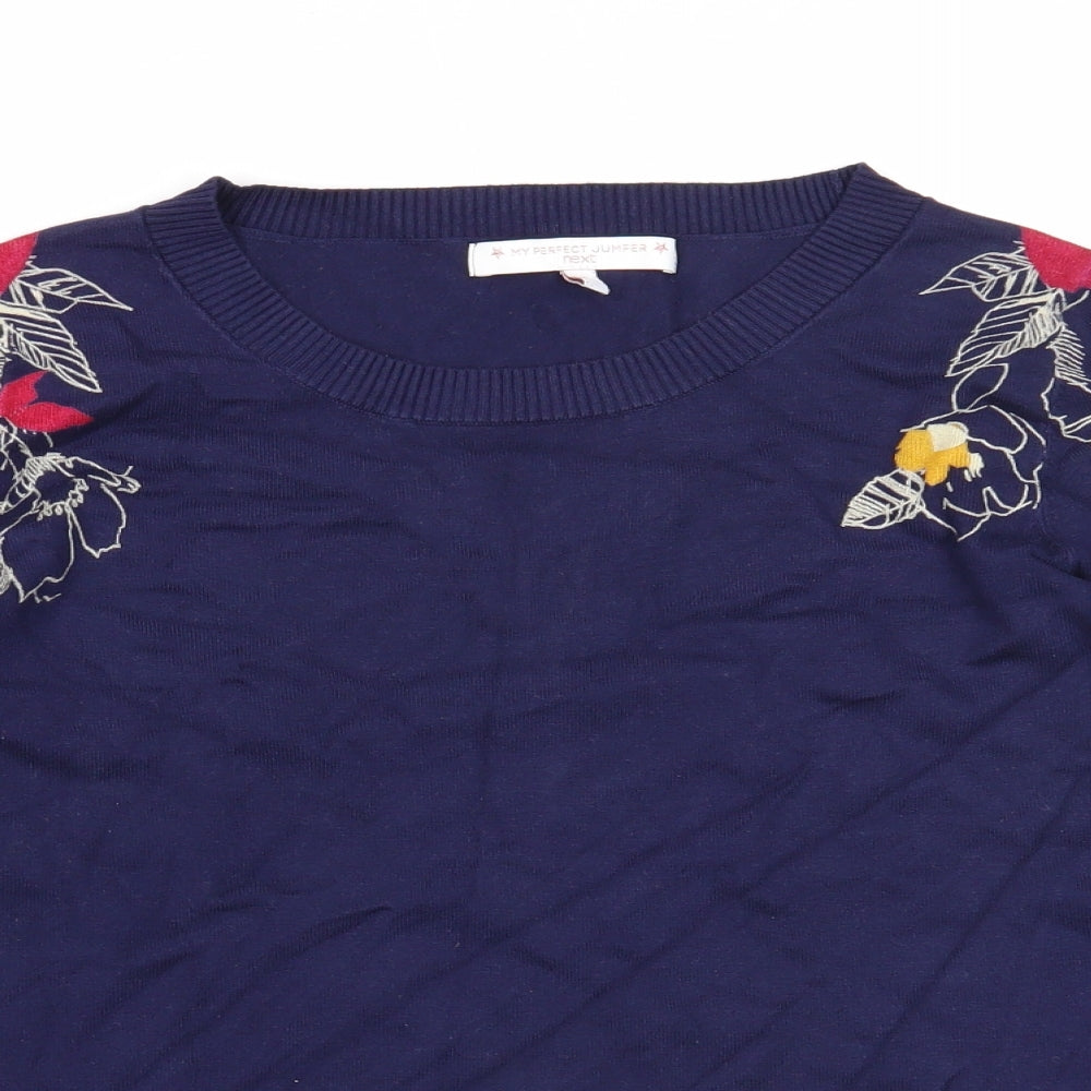 NEXT Womens Black Round Neck Viscose Pullover Jumper Size 12 - Floral