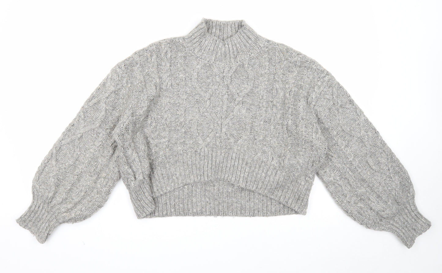 Primark Womens Grey Mock Neck Acrylic Pullover Jumper Size L