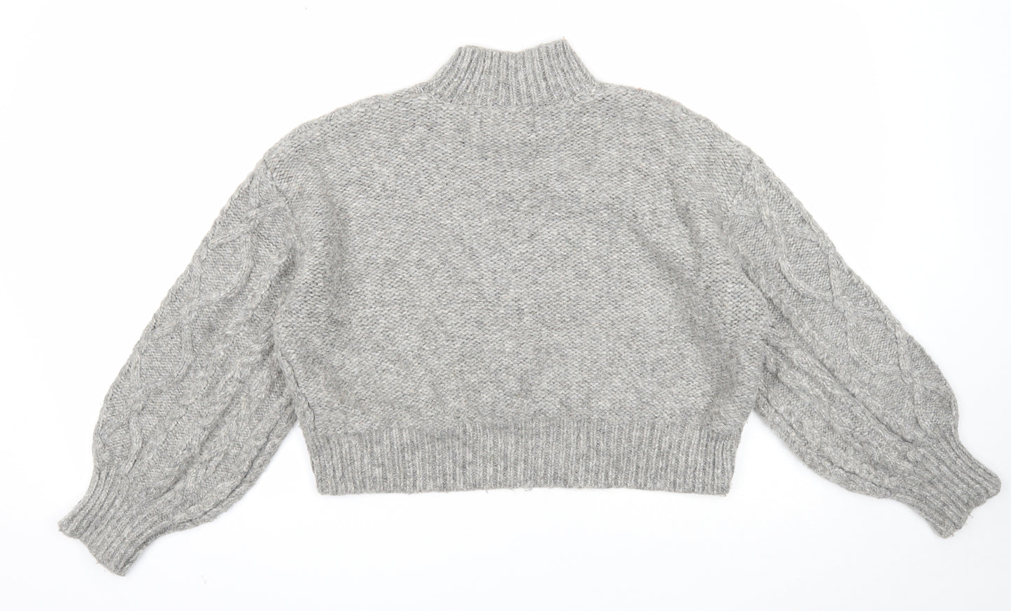 Primark Womens Grey Mock Neck Acrylic Pullover Jumper Size L