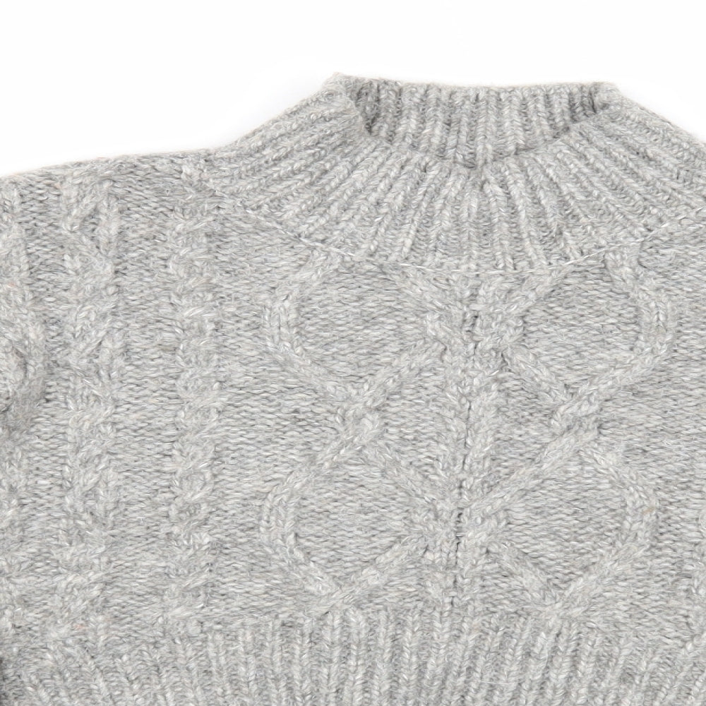 Primark Womens Grey Mock Neck Acrylic Pullover Jumper Size L