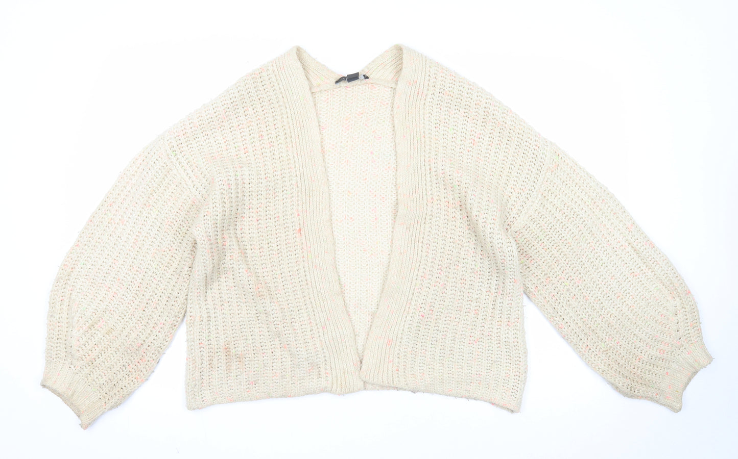 Primark Womens Beige V-Neck Acrylic Cardigan Jumper Size S