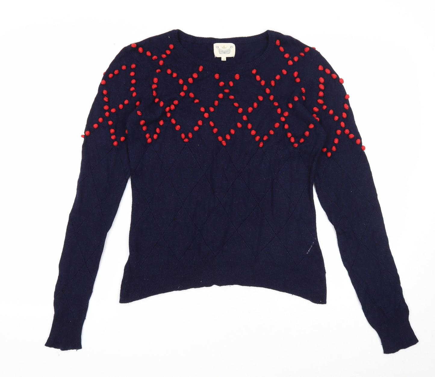 River Island Womens Blue Round Neck Viscose Pullover Jumper Size 14