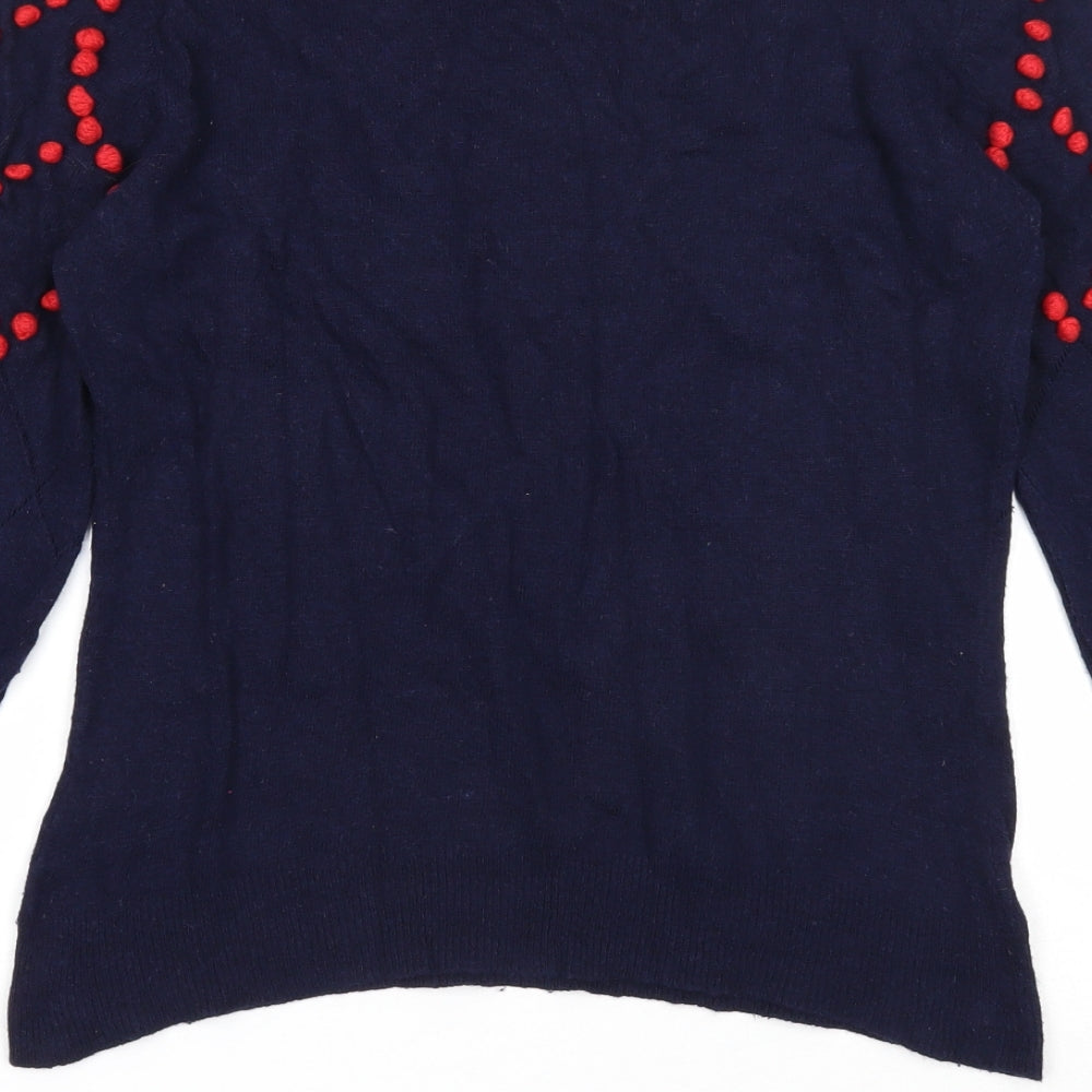 River Island Womens Blue Round Neck Viscose Pullover Jumper Size 14