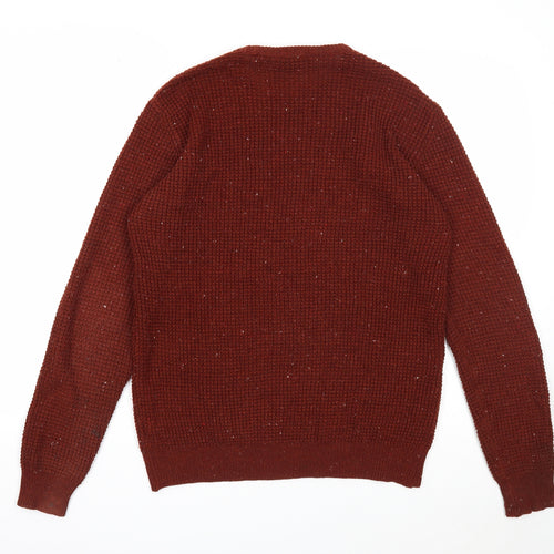 Cedar Wood State Mens Brown Round Neck Acrylic Pullover Jumper Size S Long Sleeve