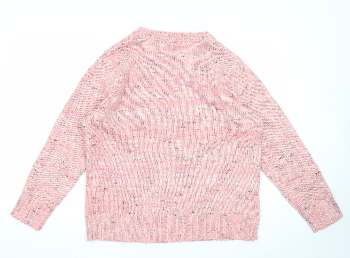 Papaya Womens Pink Round Neck Acrylic Pullover Jumper Size L