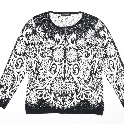 Just Elegance Womens Black Round Neck Floral Viscose Pullover Jumper Size M
