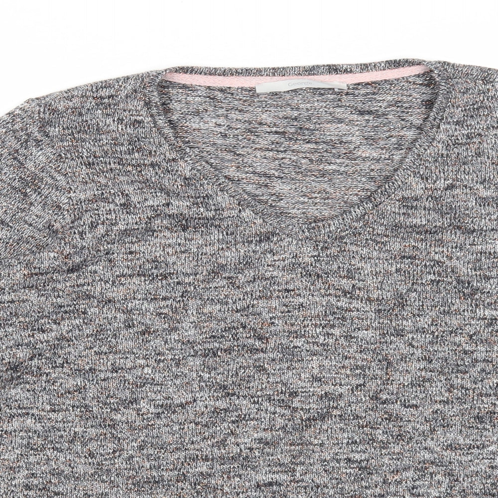 George Womens Silver V-Neck Polyester Pullover Jumper Size 14