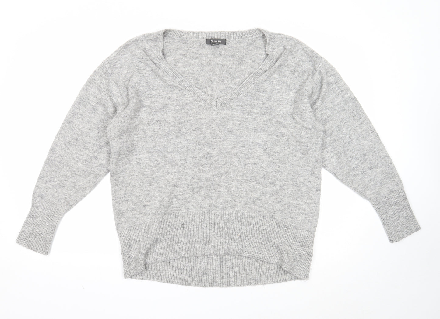 Primark Womens Grey V-Neck Acrylic Pullover Jumper Size L