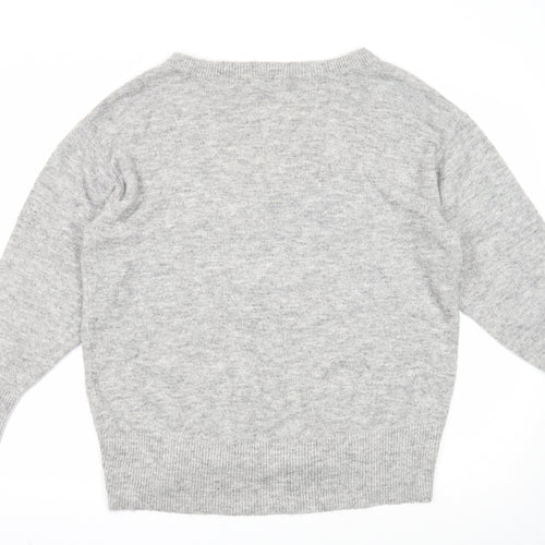 Primark Womens Grey V-Neck Acrylic Pullover Jumper Size L