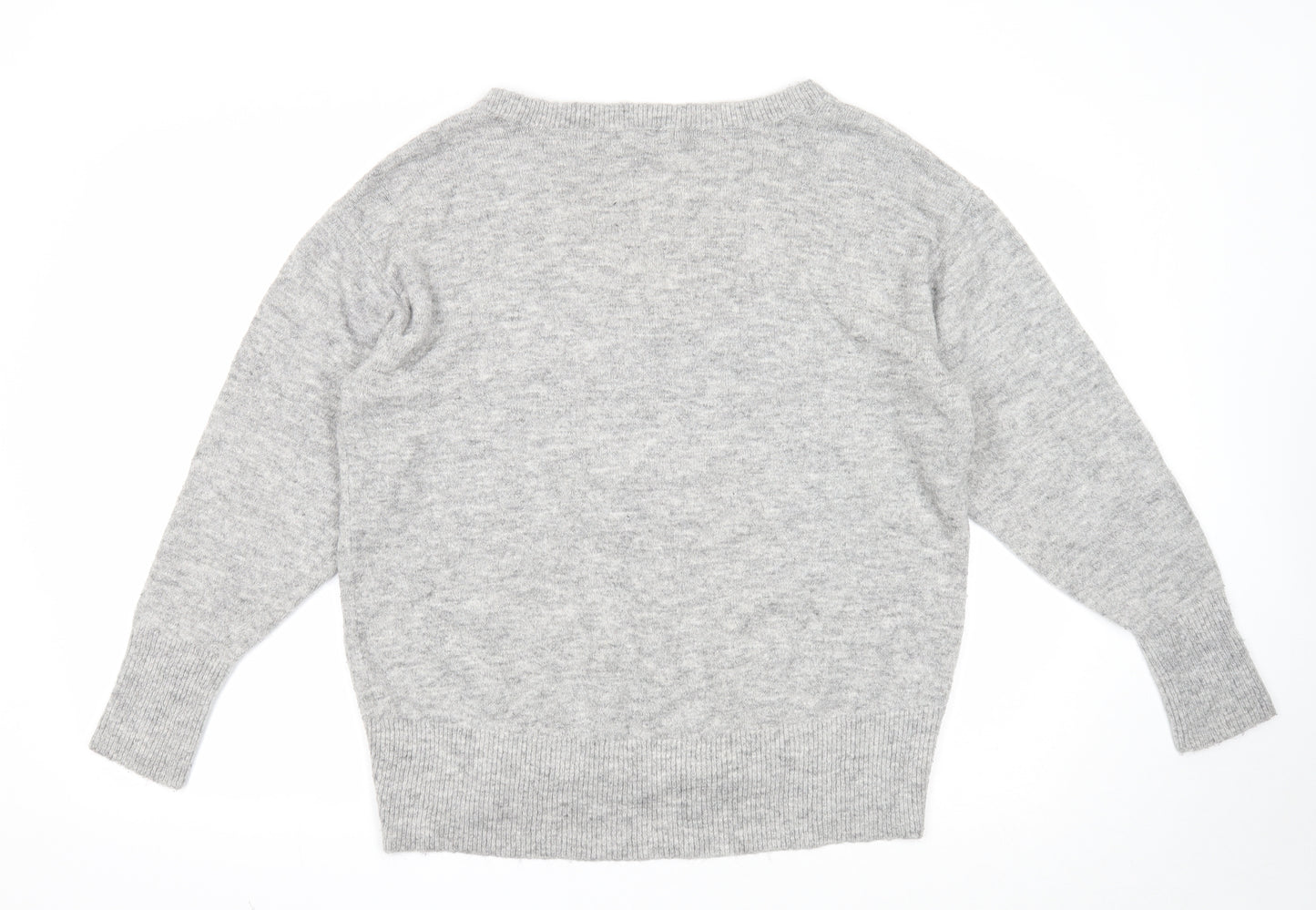 Primark Womens Grey V-Neck Acrylic Pullover Jumper Size L