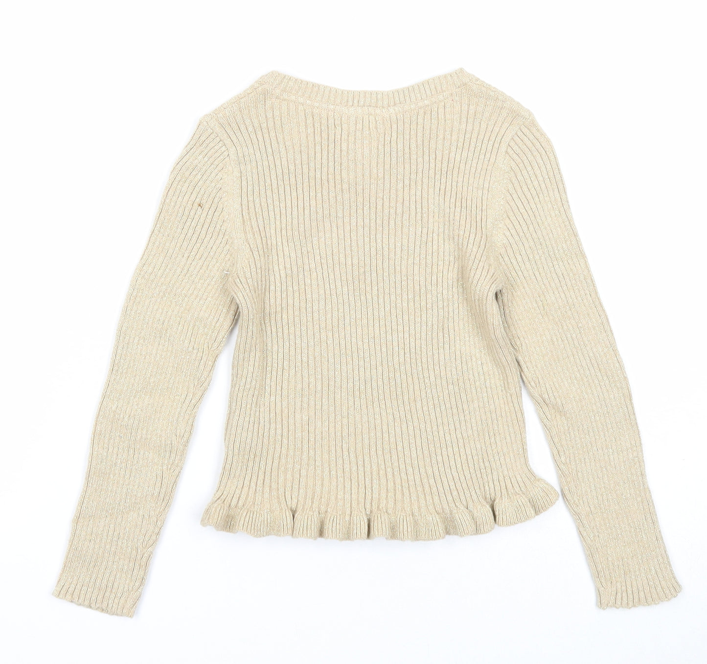 Cynthia Rowley Girls Beige Round Neck Cotton Pullover Jumper Size 5-6 Years Pullover