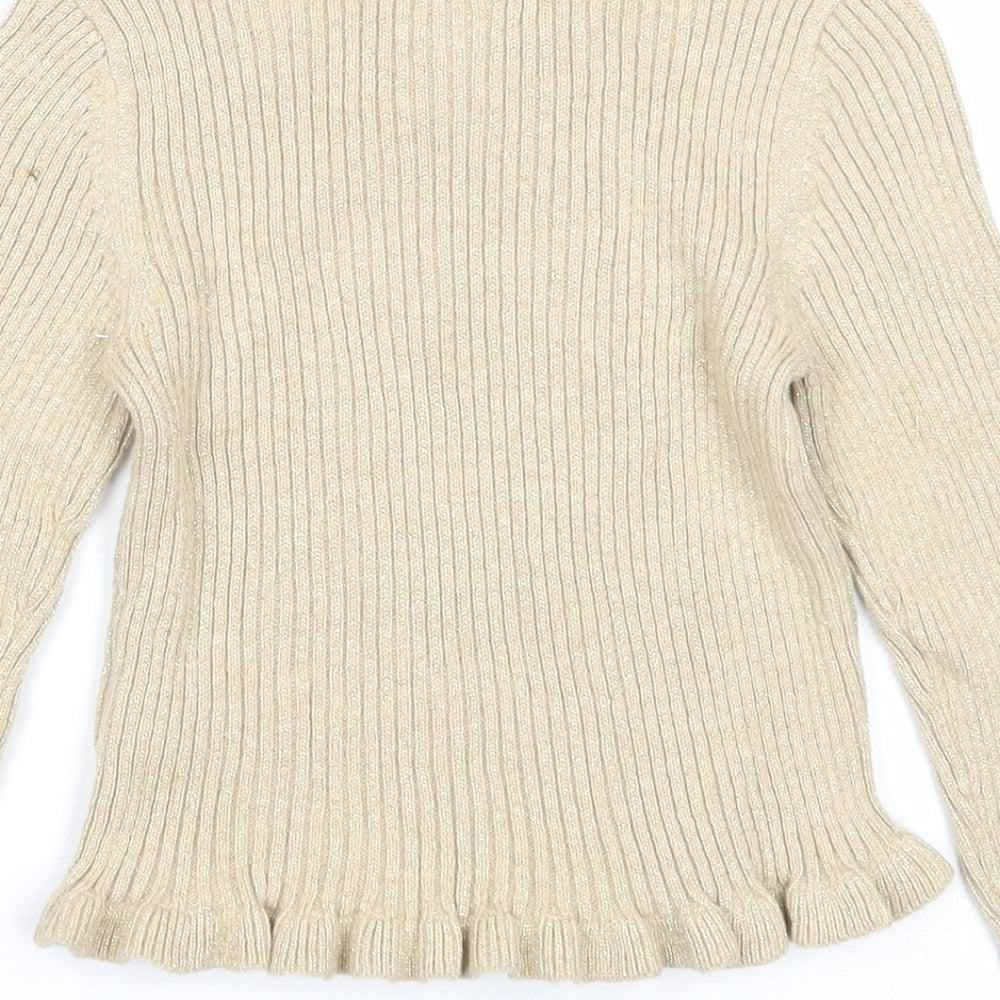 Cynthia Rowley Girls Beige Round Neck Cotton Pullover Jumper Size 5-6 Years Pullover