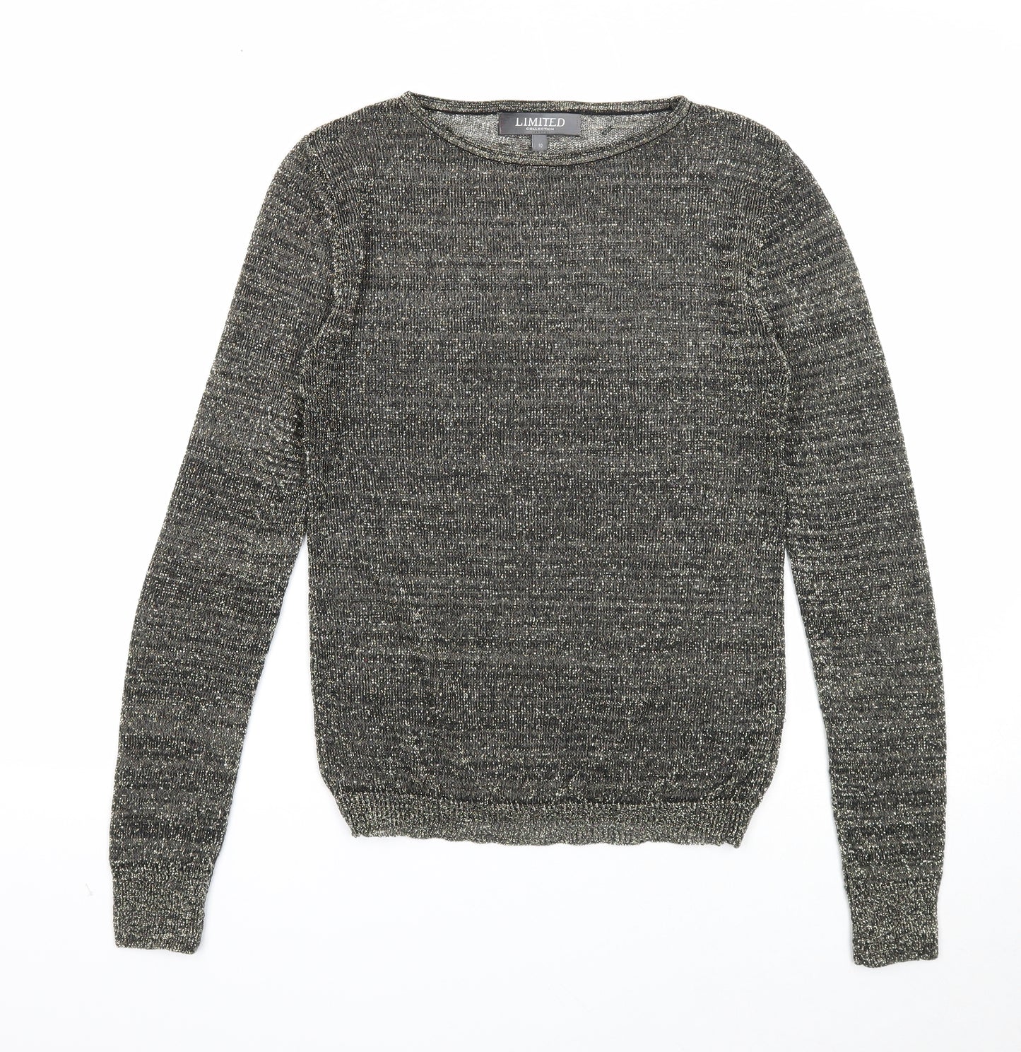 Limited Collection Womens Gold Round Neck Acrylic Pullover Jumper Size 10